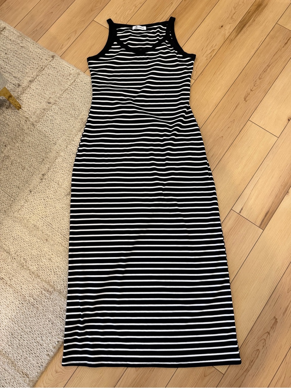 Cupshe Black and White Striped Tank Maxi Dress